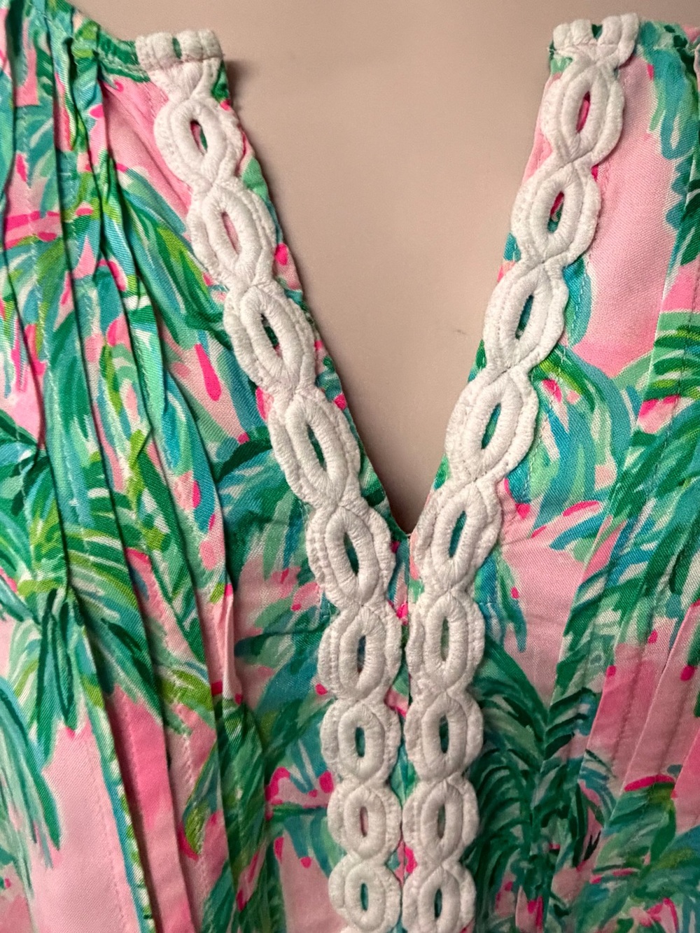 Lilly Pulitzer Hollie Tunic Dress Palm Trees Pink Blossom Large - Picture 6 of 11
